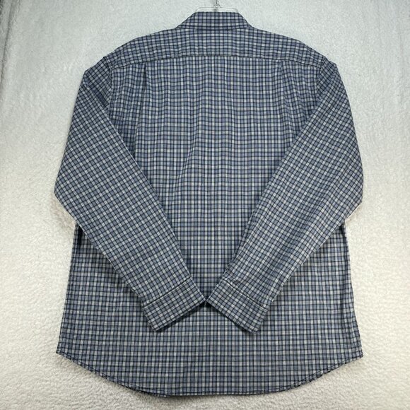 Eddie Bauer Shirt Mens Sz XL Blue Plaid Classic Fit Heavyweight Cotton Blend - Picture 2 of 8